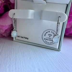 14K White Gold Plated Earrings with Quartz and Zirconias